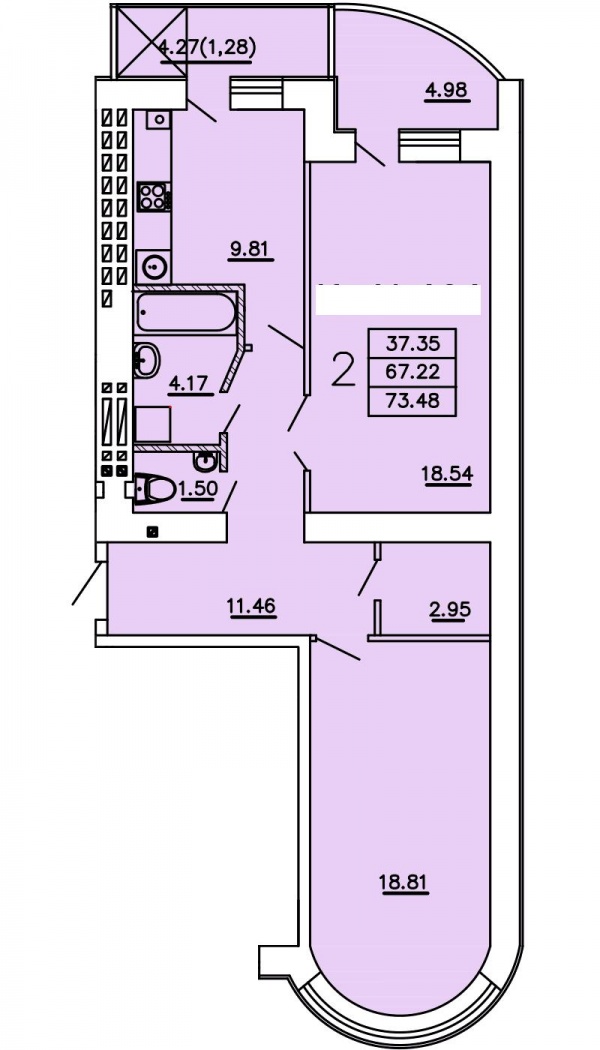 Планировки двухкомнатных квартир 72.9 м^2